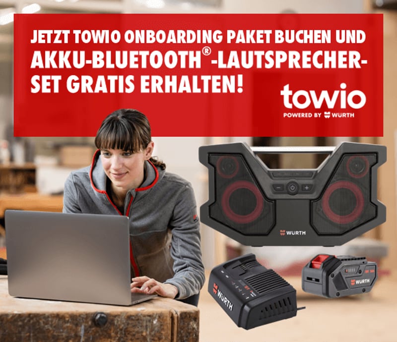 towio Onboarding-Aktion: Akku-Bluetooth-Lautsprecher-Set gratis erhalten!